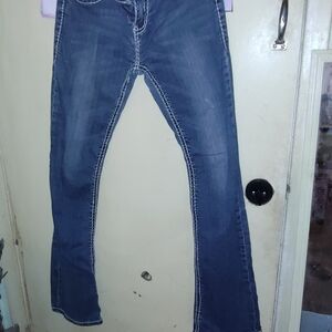 Miss Chic Jeans Dark Blue Wide Leg Flare Jeans